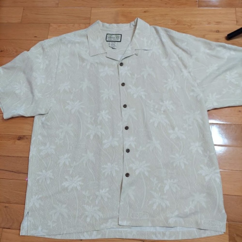 Jamaican Jaxx 100%silk XXL Men's Shirt Authentic Island Style Hawaiian‎ Shirt